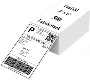Etiquetas Termicas Directas Plegadas En Abanico 4” X 6” Para Envios Direcciones - Picture 1 of 13