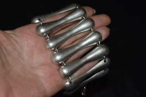 Pulsera otomana vintage estilo turco tono plata 8"L x 2,5"W - Imagen 1 de 10