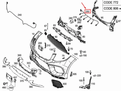 NEW MERCEDES-BENZ ML W166 FRONT PARKING AID WIRING A1664408513 - Изображение 1 из 4