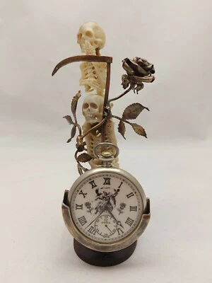 Reloj Bolsillo Antiguo Memento Mori Calavera Esqueleto Оmega De Colección Foto 1 de 4