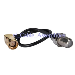 90 Deg SMA male plug right angle to F femlae Jack pigtail RG174 cable 50cm 20" - Picture 1 of 5