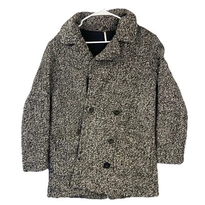 Chaqueta Abrigo Free People Lana Mujer’s XS Tejido Blanco Negro Invierno Botón Foto 1 de 4