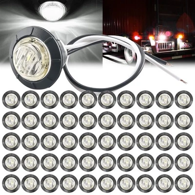 Lot Round 3/4" LED Bullet Clearance Side Marker Lights For Truck Trailer White Foto 1 de 4