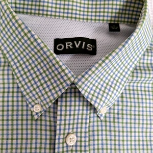 Orvis Men's Shirt Size XL Green Blue Off White Plaid Button Up Long Sleeve - Picture 1 of 22