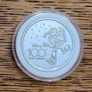 *Buzz Lightyear Coin* Disney Park 100 Years Silver Metal Medallion Toy Story NEW - Picture 1 of 3