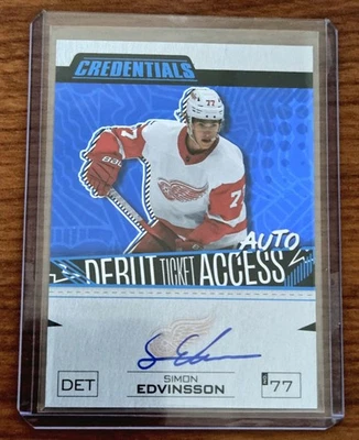 2023-24 UD Credentials Debut Ticket Access Auto Blue Simon Edvinsson Rookie /35 - Image 1 of 2