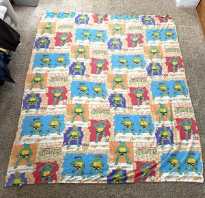 Vintage Teenage Mutant Ninja Turtles 1988 Mirage Studios Full Size Flat Sheet - Picture 1 of 5