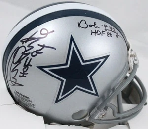 Bob Lilly Randy White Autographed Dallas Cowboys Mini Helmet w/HOF-Prova *Black - Picture 1 of 11