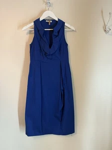 MOSCHINO Cheap and Chic Royal Blue Pima Cotton Dress IT 38 US 4 Ruffle Neckline - Picture 1 of 8