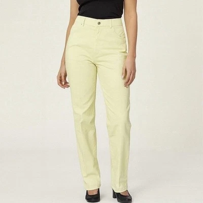 Винтажные брюки Escada 10 30 дюймов с высокой талией эластичные джинсовые желтые роскошные прямые - Изображение 1 из 4