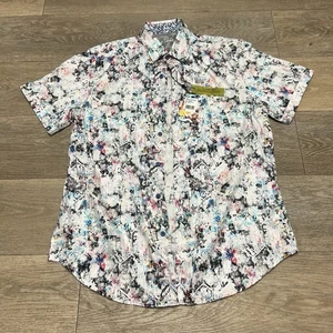 Nueva Camisa Robert Graham BINGHAM $188 Mediana Calce Clásico Manga Corta Nueva con Etiquetas M - Imagen 1 de 10