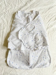 HALO Cotton Sleepsack Swaddle, 3-Way, Midnight Moons Blue, Newborn, 0-3 Months - Picture 1 of 6