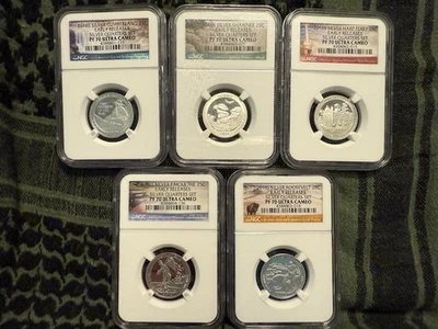 2016 S~90% SILVER 25C NGC PF 70 ULTRA CAMEO ~Silver Quarters 5 COIN PROOF SET~ - Image 1 of 4