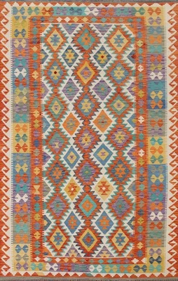 Alfombra oriental del suroeste Kilim 7x10 alfombra tejida a mano de lana para sala de estar Foto 1 de 4