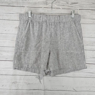Pantalones Cortos J Crew Mujer Mezcla de Lino Talla Pequeña Negro Blanco Rayas Foto 1 de 4