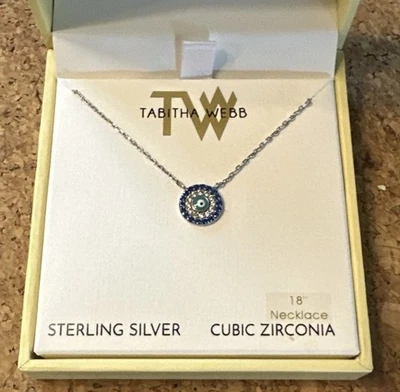 Colar Tabitha Webb zircônia cúbica prata esterlina olho mau 18" - Imagem 1 de 4