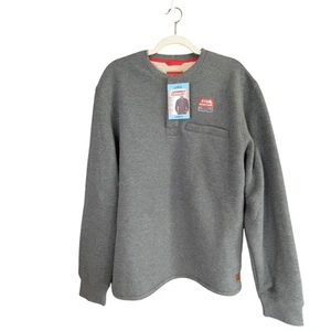 Coleman Shirt Mens L Gray Lined Henley Waffle Sherpa 1/4 Snap New - Picture 1 of 9