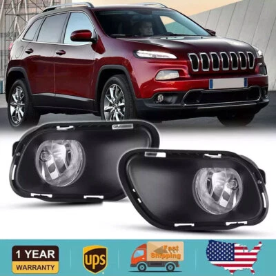 Conjunto de luzes de neblina para lâmpadas de para-choque de direção para 2014 2015 2016 2017 2018 Jeep Cherokee - Imagem 1 de 4