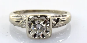 Diamond Solitaire Ring 14k White Gold .21 Carat Size 6 - Picture 1 of 4