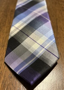 Kenneth Cole New York Corbata Delgada Púrpura Negro Blanco a Cuadros 57 X 2,75 - Imagen 1 de 4