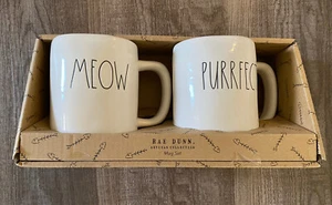 Rae Dunn Coffee Mug Set "Purrfect", "Meow" Mugs New In Box. - Picture 1 of 5