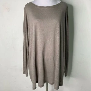Eskandar Women's Long Sleeve Brown 100% Linen Knit Shirt Size One Size - Picture 1 of 14