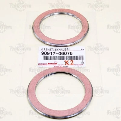 90917-06076  New  Genuine  OEM TOYOTA LEXUS Exhaust Pipe Connector Gaskets - 2pc - Image 1 of 4
