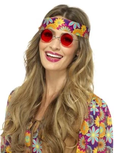60S 70S HIPPIE RETRO GROOVY JOHN LENNON ROCKER COSTUME ROUND GLASSES LENS ADULT - Picture 1 of 14