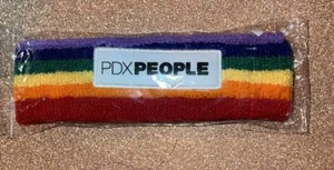 PDX PEOPLE Pride Month Terrycloth Rainbow Runners Headband PDX  Portland Airport - Picture 1 of 3