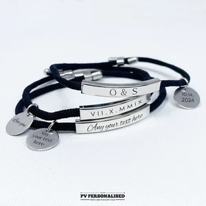 Pulsera Dije Personalizada Grabada Nombre Personalizado Regalo Navidad Acero Inoxidable - Imagen 1 de 7