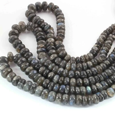 1 Long Strand Labradorite Smooth Rondelles - Round Shape Rondelles 5mm-12mm  - Image 1 of 3