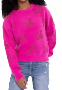 NWT Barbie Youth Girls L 10-12 Pink Metallic Fuzzy Plush Sweater Fan Apparel - Picture 1 of 14