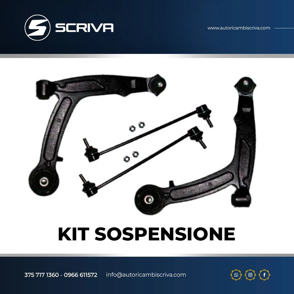 KIT 2 BRACCI OSCILLANTI ANTERIORI RINFORZATI CON COPPIA BIELLETTE FIAT PANDA 169 - Immagine 1 di 1