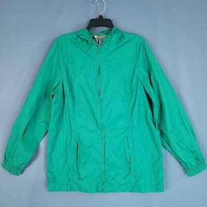 Harriton Hiking Windbreaker Hooded Lightweight Full Zip Jacket Green Size L - Picture 1 of 11