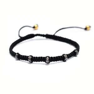 Shweta Creations Macrame Thread Bracelet 7.5 in Diamond Bead 925 Sterling Silver - Picture 1 of 7