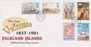 GB - Falkland Is 2001 Age of Victoria SG 896-901 FDC SHIPS LIGHTHOUSE UNIFORMS - Picture 1 of 1