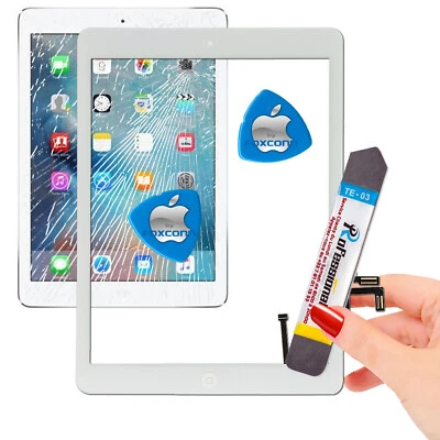 FABRIQUÉ POUR APPLE FOXCONN KIT Vitre Tactile iPad AIR Blanc Adhésif Écran Verre PREMIUM Assemblé Outillage