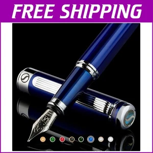 British Design Luxury Fountain Pen - Midnight Blue with Chrome, Ideal Gift - Picture 1 of 10