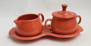 Fiesta Creamer Sugar Bowl Figure 8 Tray Orange - Picture 1 of 19