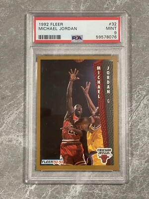Baloncesto Fleer de la NBA Michael Jordan 1992 #32 PSA 9 como nuevo Foto 1 de 2
