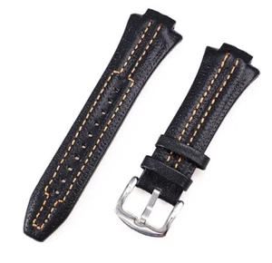 Bracelet Montre pour Seiko Sportura 27mm X 15mm Cuir Noir Bande Remplacement - Picture 1 of 8