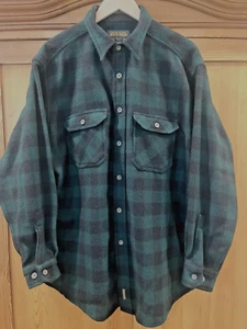 Camisa de Colección Woolrich Verde/NEGRO Cuadros Búfalo Lana Gruesa Botón XL - Imagen 1 de 11