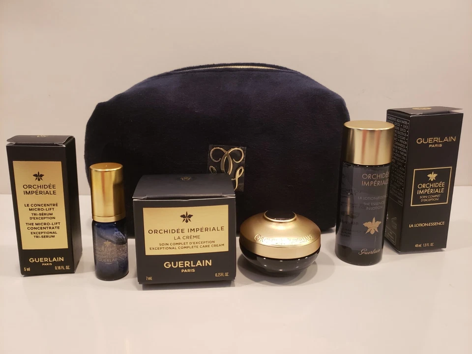 Juego de 4 bolsas de viaje Guerlain crema, loción y suero Orchidee Imperiale Foto 1 de 1