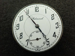 VINTAGE 12 SIZE ADMIRAL TACY WATCH CO. SWISS POCKET WATCH MOVEMENT - NOT RUNNING - Picture 1 of 2