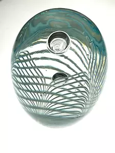 Kunstglas Briefbeschwerer mit weißem federbarem Design und Blasen - Bild 1 von 12