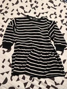 SONIA RYKIEL ENFANT mini dress Black And White Striped "love rykiel" Girls 4 - Picture 1 of 4