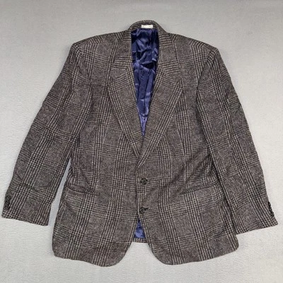 Blazer de Colección Guy Laroche Para Hombres 42S Gris Glen Check Tweed 100% Seda Abrigo Deportivo Foto 1 de 4