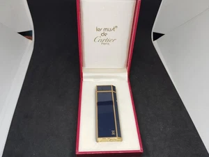 Vintage Cartier Gas Lage Dupont Gas Lighter Pentagonal Navy lacquer with Box - Picture 1 of 9