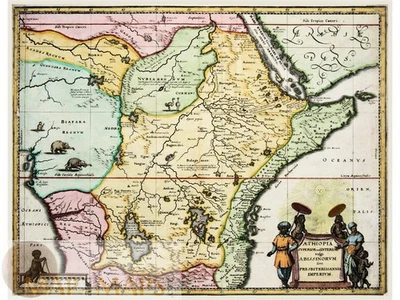Africa Map 1695 – Aethiopia Superior Prester John Merian Hand Colored - Image 1 of 4