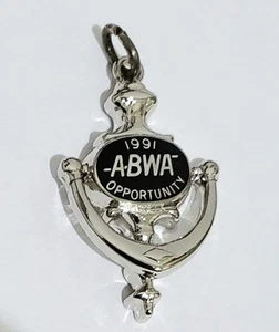 Sterling Silver 1991 ABWA Women's Opportunity Knocker Charm Pendant - Picture 1 of 4